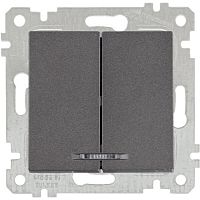Выключатель Mutlusan Rita двухклавишный с подсветкой, пруж. зажимы, дымчатый Выключатель Mutlusan Rita двухклавишный с подсветкой, пруж. зажимы, дымчатый