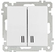 Выключатель двухклавишный с подсветкой Mutlusan, пружинные зажимы, белый Выключатель двухклавишный с подсветкой Mutlusan, пружинные зажимы, белый