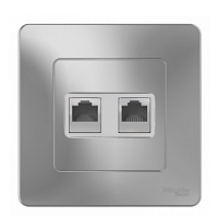 BLANCA Скрытой Установки Розетка двойная: комп.RJ45, категория 5E + телефон. RJ11, АЛЮМИНИЙ (Schneider Electric) Systeme Electric BLANCA Скрытой Установки Розетка двойная: комп.RJ45, категория 5E + телефон. RJ11, АЛЮМИНИЙ (Schneider Electric) Systeme Electric