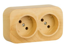 Legrand Quteo - Розетка 2х2P моноблок (дерево) Открытая установка Legrand Quteo - Розетка 2х2P моноблок (дерево) Открытая установка