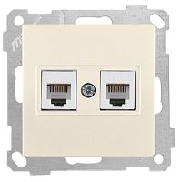 Розетка телефонная Mutlusan 2хRJ-12, слоновая кость Розетка телефонная Mutlusan 2хRJ-12, слоновая кость