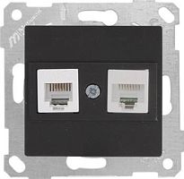 Розетка Mutlusan Rita телефонная RJ-12+RJ-45 кат.5е, черный мат Розетка Mutlusan Rita телефонная RJ-12+RJ-45 кат.5е, черный мат