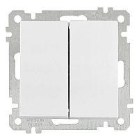 Выключатель двухклавишный Mutlusan, пружинные зажимы, белый Выключатель двухклавишный Mutlusan, пружинные зажимы, белый