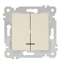 Выключатель Mutlusan Rita двухклавишный с подсветкой, пружинные зажимы, слоновая кость Выключатель Mutlusan Rita двухклавишный с подсветкой, пружинные зажимы, слоновая кость
