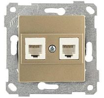 Розетка Mutlusan Rita телефонная 2хRJ-12, золото доре Розетка Mutlusan Rita телефонная 2хRJ-12, золото доре