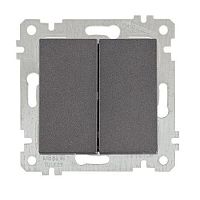 Выключатель Mutlusan Rita двухклавишный, пруж. зажимы, дымчатый Выключатель Mutlusan Rita двухклавишный, пруж. зажимы, дымчатый