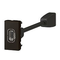 Legrand Mosaic - Розетка HDMI 1.4, тип А, 1М, шнур 15см. с соединителем, матовый черный Legrand Mosaic - Розетка HDMI 1.4, тип А, 1М, шнур 15см. с соединителем, матовый черный