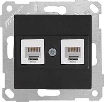 Розетка Mutlusan Rita телефонная 2хRJ-12, черный мат Розетка Mutlusan Rita телефонная 2хRJ-12, черный мат