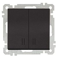 Выключатель двухклавишный с подсветкой Mutlusan, пруж. зажимы, черный мат Выключатель двухклавишный с подсветкой Mutlusan, пруж. зажимы, черный мат