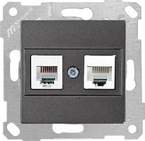 Розетка Mutlusan Rita телефонная RJ-12+RJ-45 кат.5е, дымчатый Розетка Mutlusan Rita телефонная RJ-12+RJ-45 кат.5е, дымчатый