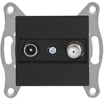 Розетка Mutlusan Rita TV-SAT, проходная, 4Дб/F разъем, черный мат Розетка Mutlusan Rita TV-SAT, проходная, 4Дб/F разъем, черный мат