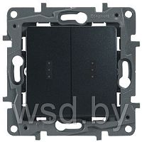 Legrand Etika - Выключатель двухклавишный с подсветкой (антрацит) Legrand Etika - Выключатель двухклавишный с подсветкой (антрацит)